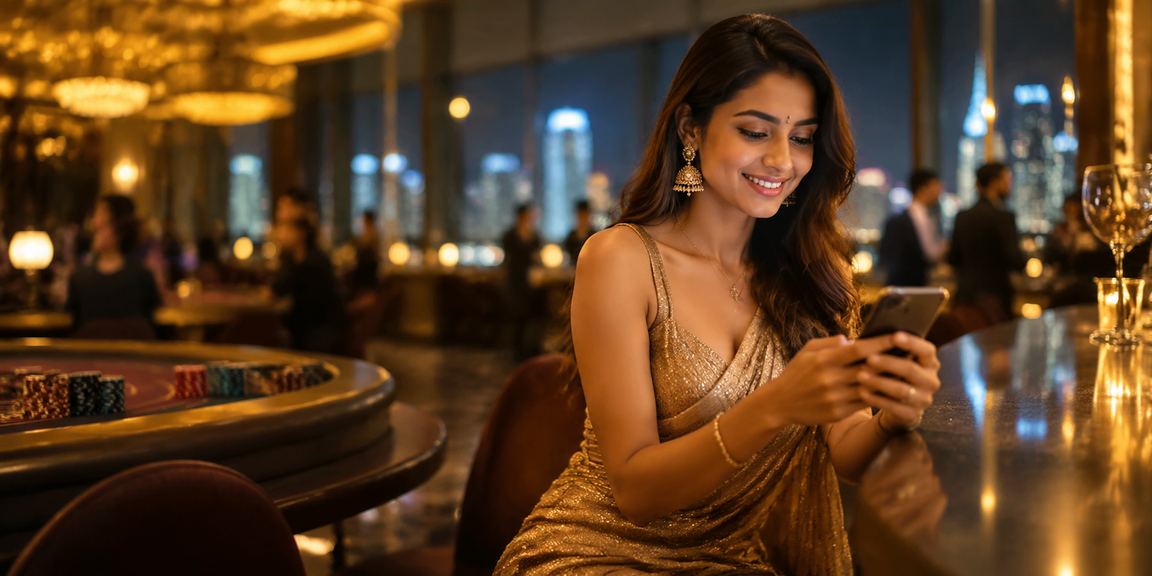 Indian player using mobile betting app outdoors